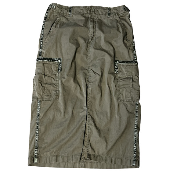 Abercrombie & Fitch Skirt Womens Medium Olive Cargo Satin Trim Utility Pockets - Picture 1 of 14